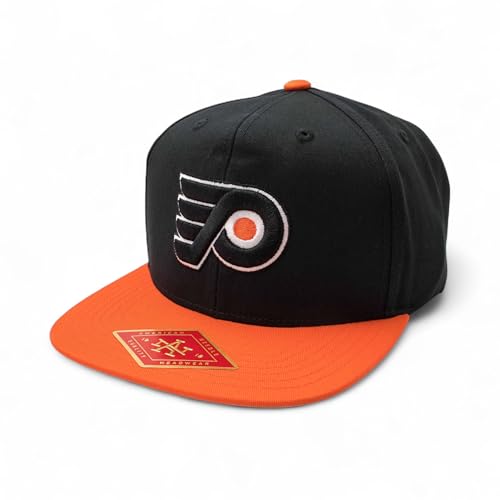 AMERICAN NEEDLE Officially Licensed NHL Philadelphia Flyers Team Hat Embroidered Logo Flat Brim Snapback Black/Orange
