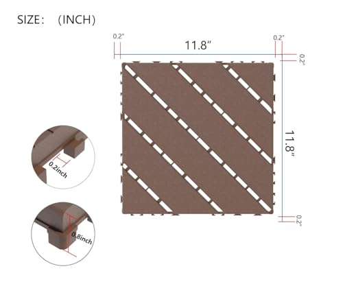 Diseño entrelazable en losetas de suelo para exteriores con patrón twill lines y tono marrón 3