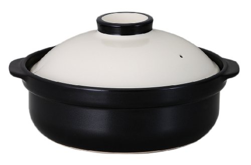 国産IH対応土鍋2~3人用ホワイト/ブラック AM-980158