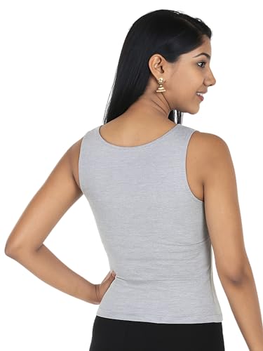 Image of DChica Essentials Women's Padded Tank Top, Soft & Supportive Fit, Seamless Non-Wired Cami Bra, Comfortable Stretch Fabric, Innerwear for Women- Color Grey