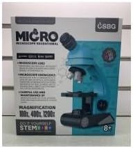 Little World BG002-blue Science Kits for Kids Beginner Microscope, Educational Toy with Prepared Slides 12 pcs, Magnification 1200X 400X 100X, Microscope for Kids, Birthday Gifts