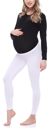 Be Mammy Leggins Premamá Largos Embarazo Lactancia BE20-253(Blanco, XXL)