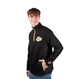 Ultra Game NBA Official Men’s Super Soft Quarter Zip Pullover Sweatshirt with Zipper Pockets - Unisex, Los Angeles Lakers, Team Color, Small
