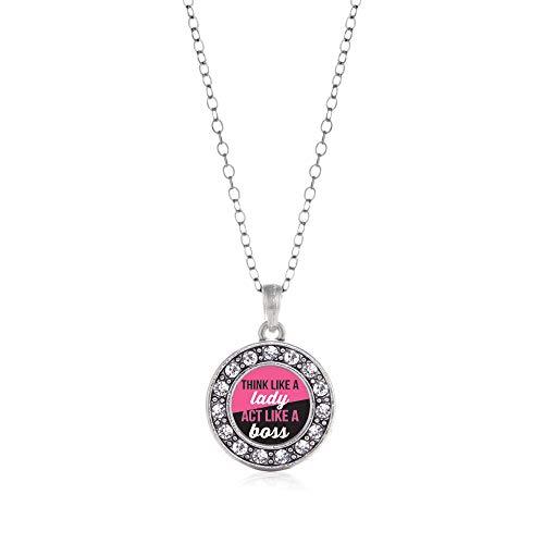 Inspired Silver - Think Like a Lady - Silver Necklace for Women - Circle Pendant Chain Necklace Jewelry Gift with Cubic Zirconia - Women's Necklace Charm with Lobster Claw Clasp
