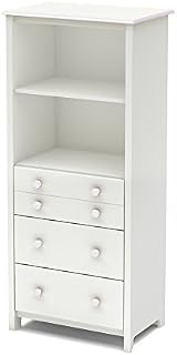South Shore 2-Shelf Storage Unit with Drawers, Pure White