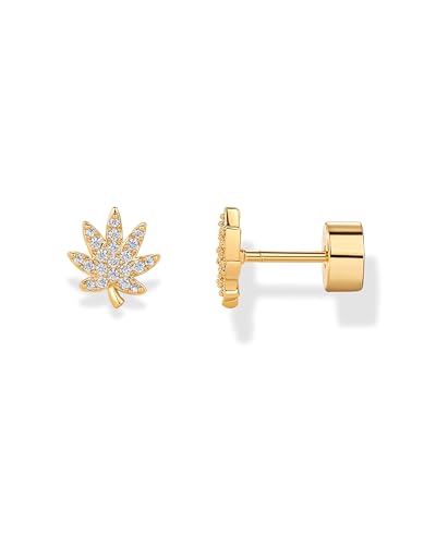 Image of PAVOI 14K Gold Plated Dainty Flat Back Earrings for Women, Piercing Studs