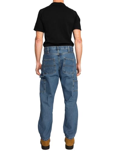 FULL BLUE Carpenter Denim Jeans, Relaxed Fit, Utility Pocket & Hammer Loop, Light Wash, 30x30
