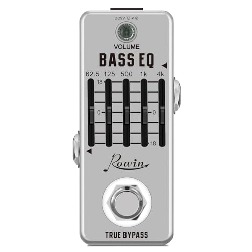 Rowin Bass EQ Pedal - World's Smallest 5-Band Graphic Equalizer for Bass Guitar, Slap/Funk/Rock Tone...