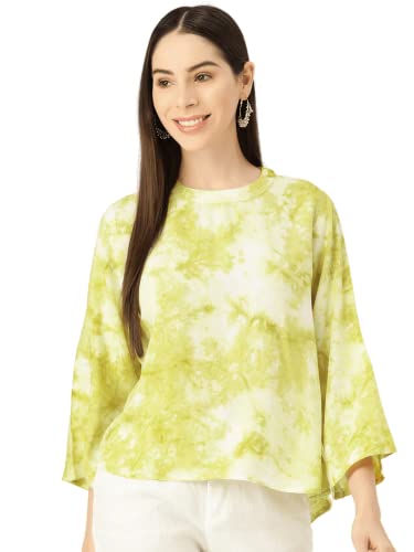 Image of Maaesa Rayon Top (X-Large, Green Off White)