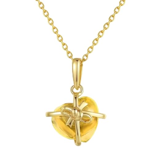 Bijoux collier pendentif cœur citrine naturelle véritable avec chaîne