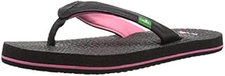 Sanuk Girls YOGA MAT Flip Flop Black/Pink, 2/3 M US Little Kid