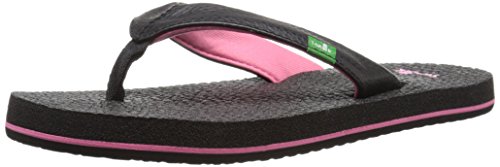 Sanuk Kids Girl's Yoga Mat Flip Flop, Black/Pink, 6/7 M Us Big Kid #TOP5