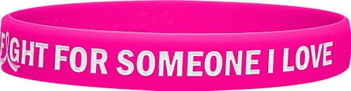 In the Fight for Someone I Love Silicone Wristband Bracelet for Breast Cancer Awareness (10 Pack) - Hot Pink - Thumbnail 3