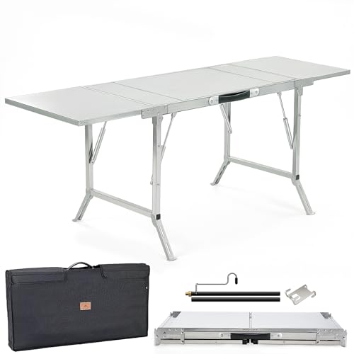 CAMPJOURNEY Folding Table IGT Camping Table Portable Outdoor IGT Cook System Stainless Steel Camp Table with Carry Bag for Car Camping Picnic RV Trip Patio Backyard BBQ