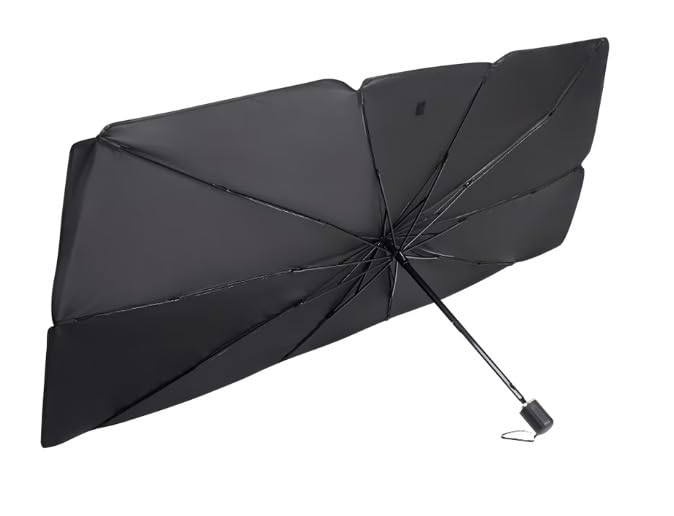Protetor Solar Parabrisa Tipo Guarda-Chuva Retrátil Quebra Sol Térmico Universal Dobrável Carro SUV Caminhonete (Black Edition)