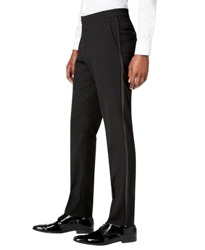 Tommy Hilfiger Mens Slim fit Tuxedo Dress Pants 38/32 Black Solid4