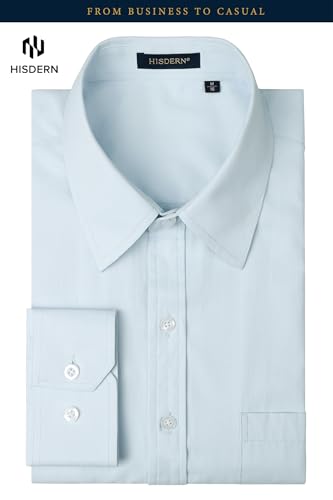 Image of HISDERN Mens Dress Shirts Long Sleeve Button Down Casual Shirts for Men Inner Contrast Formal Business Tuxedo Wedding Shirt
