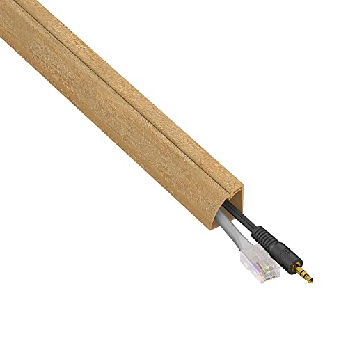 D-Line 15.7" Stainable Wood-Effect Quarter Round Cable Raceway, Corner Cord Cover, Self-Adhesive Floor Molding With Wire Channel, Baseboard Cable Hider - 0.87" (W) X 0.87" (H) X 15.7-Inch Length #TOP1