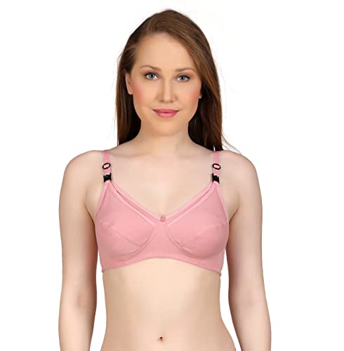 Image of Women Maternity Non Padded Bra - Made of Pure Cotton Full Coverage Non Wired Seamless Pushup Soft Cup for T-Shirt Saree Dress Sports Garment for Daily Use Everyday