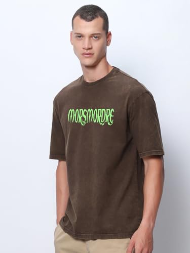 Image of Bewakoof Official Harry Potter Merchandise Men's 100% Cotton 220 GSM Graphic Print Oversized Fit Round Neck T-Shirt