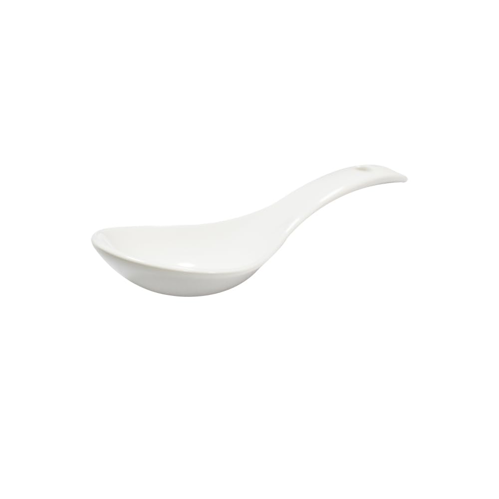 Set Da 6 Cucchiai In Porcellana Bianca Per Zuppa E Riso – Stile Asiatico, Manico Lungo, Adatti A Microonde E Lavastoviglie, 12,6 Cm - 2