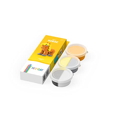 Image of Hey Clay Animals - Claymate Horse - Colorful Modeling Air Dry Clay for Kids - Air Dry Clay Kit 3 Cans with Fun Interactive App