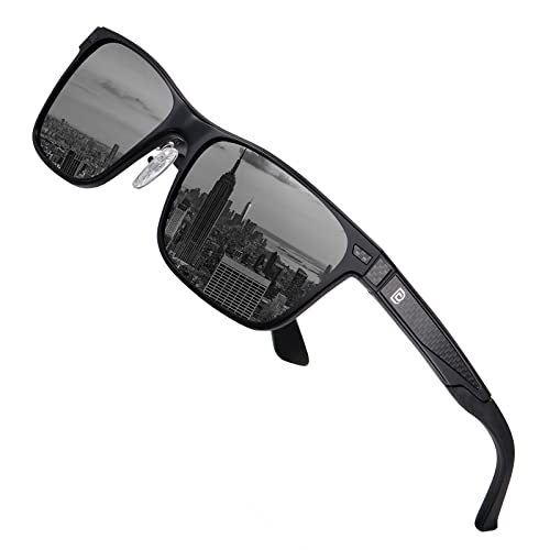 DUCO Polarisierte Sonnenbrille für Herren Vintage Aluminium-Rahmen Retro Sport Sonnenbrillen 100% UV-Schutz 8207 (Schwarzer Rahmen,Grau Linse)., 20.99 €