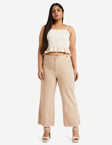Image of Amazon Brand - Symbol Women High Rise Cropped Length Denim Culottes (Available in Plus Sizes)