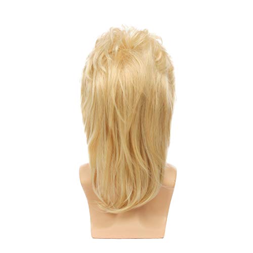 Image of Swiking Mullet Wigs for Men Gold 70s 80s Curly Retro Disco Rocker Punk Fancy Natural Party Cosplay Costume Hair Halloween Men and Women Replacement Wig Full Wigs Unisex(Gold)