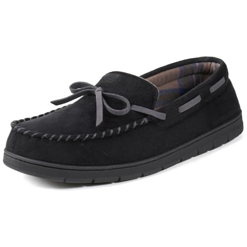 Image of ULTRAIDEAS Men's Luke Moccasin Slippers Memory Foam Cozy House Slippers, Warm Comfy Slippers for Men, Indoor Outdoor Loafer Anti-Slip Home Shoes