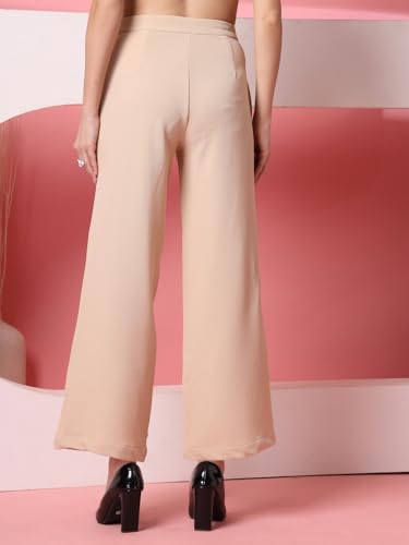 Image of OOMPH! Women's Straight Fit Mid Rise Korean Trousers|Trouser Pants for Women|Elegant Workwear for Office, College & Events|Trousers for Woman