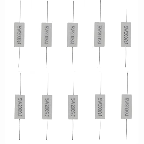 MERICDA 10 Pcs 5W 200R 200 Ohm Cement Resistor, 5% 350V Wirewound Ceramic