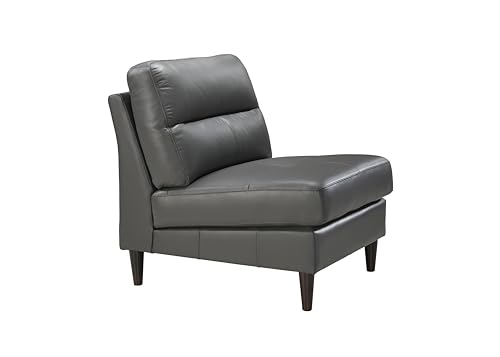 BREAKtime Commercial Genuine Leather Reception & Waiting Room Armless Side Chair – 29" W Lounge Chair for Office Reception Areas, Lobbies, Medical Waiting Rooms & Educational Spaces – 300lb Capacity