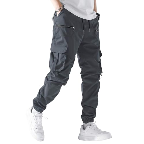 Baggy Pants Men Casual Cargo Pants with Elastic Waist Drawstring Loose Fit Tapered Pants for Outdoor and Fashion Wear