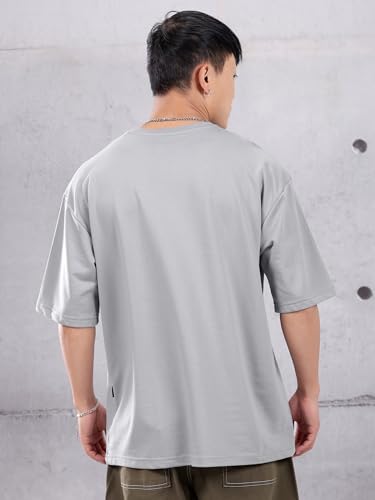 Image of Beyoung Looper Solid Oversized Tshirt for Men | Round Neck | Drop Shoulder | Half Sleeves | Plain Oversized Tshirt