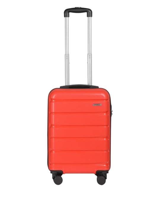 Image of Teakwood Small Size 55 CM 8 Wheels Trolley Bag, Hard Cabin with Zipper Closure, Adjustable Push Button & Cross Side Strap, TSA Lock System 360 Degree (Small, Red)