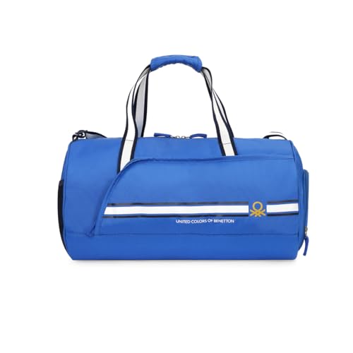 Image of United Colors of Benetton Crusader 32L Duffle Bag - Blue | Water-Resistant | Gym Bag with Adjustable Shoulder Strap & 1-Year Warranty