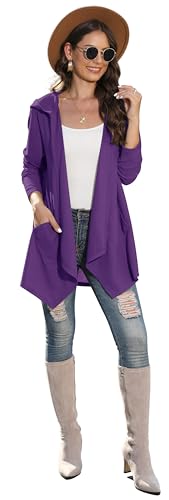 Image of VIISHOW Womens Lightweight Casual Hoodie Cardigans Open Front Waffle Knit Long Sleeve Outwear Coat with Pockets
