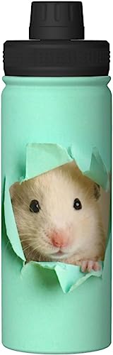 ハムスター おもしろ グリーン 緑 アニメ 水筒 真空断熱 保温 保冷 スポーツボトル 人気 ステンレスボトル スポーツ飲料対応 漏れない 直飲み530ml 男の子 女の子 おしゃれ 大人 子供 グッズ キャラクター 雑貨 zj38