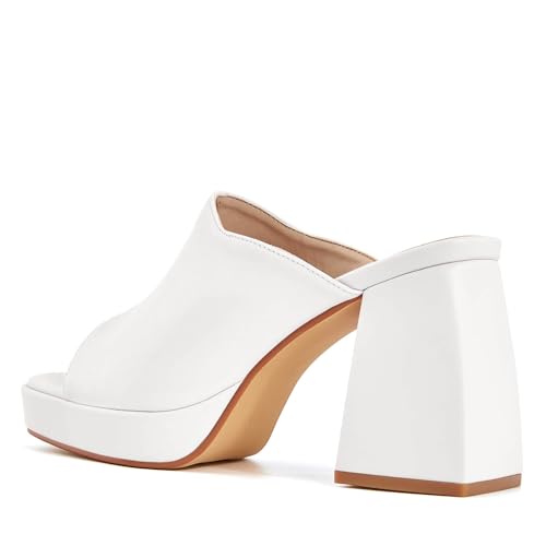 Coutgo Womens Chunky Platform Mules Sandals Slip On Block Heels Square Toe High Heeled Dress Shoes3