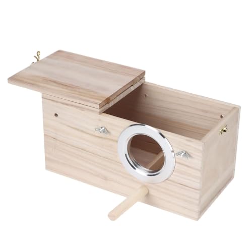 Nistkasten Aus Holz Für Wellensittiche, Unzertrennliche, Nymphensittiche Und Kleine Papageien Brutkasten Mit Sitzstange Und Klappdeckel(Right, 30 * 20cm)-7