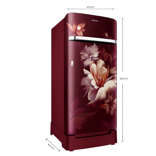 Image of Samsung 198L 5 Star Direct Cool Single Door Digital Inverter Refrigerator Appliance (RR21B2H2WRZ /HL, Midnight Blossom Red, 2022 Model)