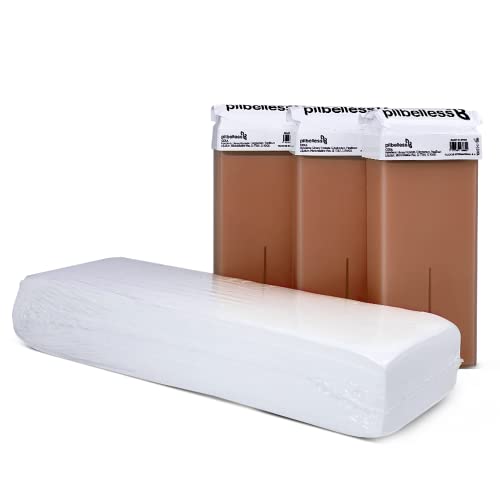 Pack 100 Bandas Depilatorias + 3 Cartuchos de Cera Roll On Chocolate