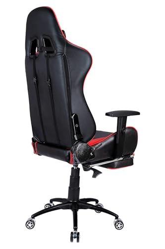Image of Casa Copenhagen , Designed in Denmark,High-Back Italian Leather Gaming Ergonomic Chair with Footrest, Luxurious Memory Foam Seating & Multi Function Arm - Blush Red & Black