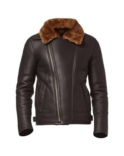 Photo de Eric Aviator Bomber Veste en cuir, marron, S