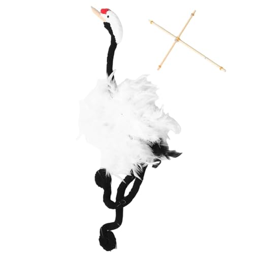 Marionnette sur fils - Marionnette grue en bois peluche 45 x 49 cm jouet artisanal | éducative en corde pour qui apprennent le divertissement, utilisation...
