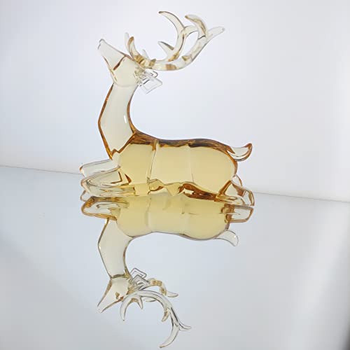 Beaulemna Acrylic Reindeer Deer Figurine Glass Collection Ornament Statue Animal Collectible Sitting Christmas Decor Home Decor (Amber) #TOP4