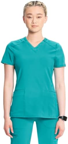 Cherokee Infinity Scrub Tops Women V-Neck Slim Fit 2 Pocket 360° ...