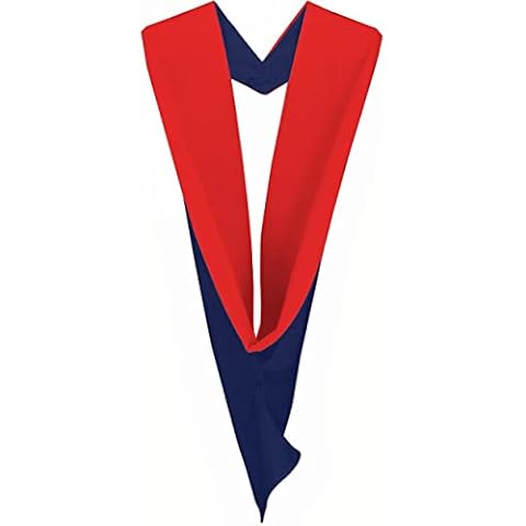 Ashington University Graduation Hood, Academic Regalia Simple Hood, Suitable for BA and MA Ceremony = Navy & Red Cover