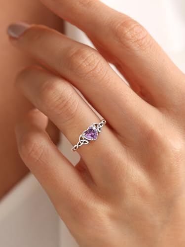 ChicSilver 925 Sterling Silver Celtic Knot/Claddagh Heart Shape Birthstone Promise Ring for Women (withe Gift Box)3